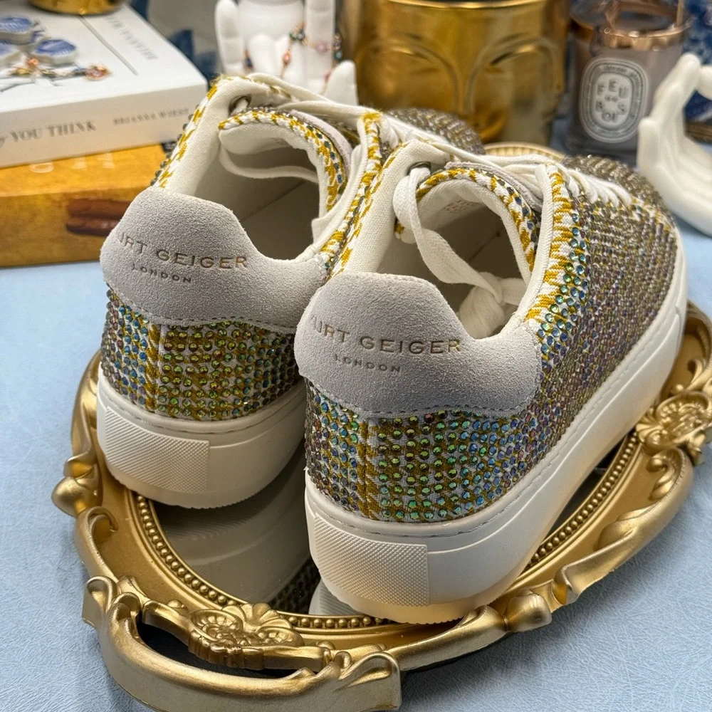 🆕 KURT GEIGER LONDON 🧿 NWOB Laney Rainbow Crystal Platform Sneaker Sz 38 US7.5 - Picture 7 of 13